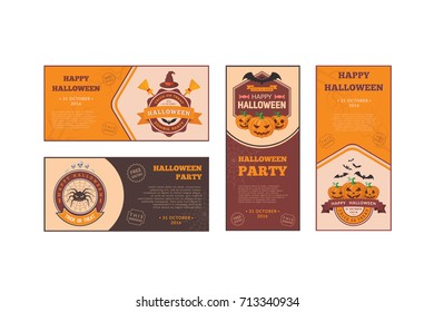 Halloween backgrounds collection. Traditional design for october events. Vector templates easy to edit.