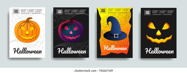 Halloween backgrounds collection. Traditional design for october events. Vector templates.  Palloween party posters set.