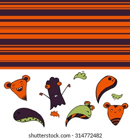 Halloween backgrounds with cute monsters.