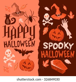 Halloween Backgrounds. Dark and light. Vector illustration.