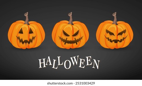 Halloween backgrounds in Halloween day for content online or web, banner and template, Emojis for Halloween day, Flat cartoon flat style. illustration Vector EPS 10