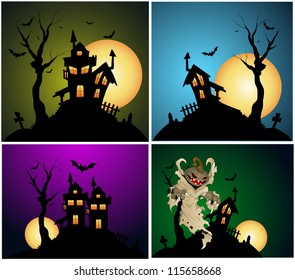 Halloween Backgrounds Vector Set