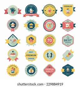 Halloween badge banner design flat background set, eps10