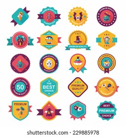 Halloween badge banner design flat background set, eps10