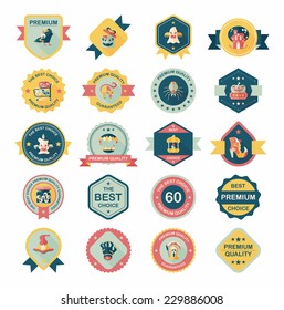 Halloween badge banner design flat background set, eps10