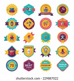 Halloween badge banner design flat background set, eps10