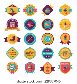 Halloween badge banner design flat background set, eps10