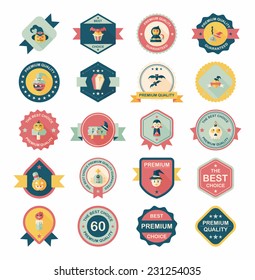Halloween badge banner design flat background set, eps10