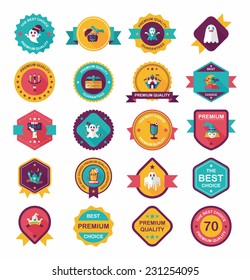 Halloween badge banner design flat background set, eps10