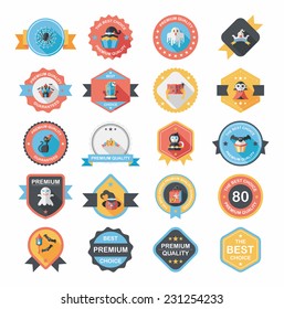 Halloween badge banner design flat background set, eps10