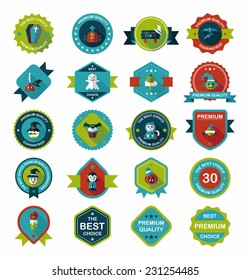 Halloween badge banner design flat background set, eps10