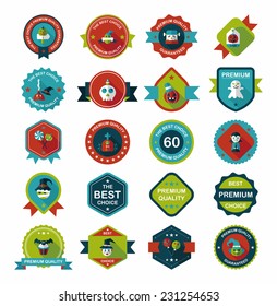 Halloween badge banner design flat background set, eps10
