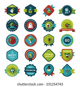 Halloween badge banner design flat background set, eps10