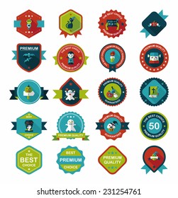 Halloween badge banner design flat background set, eps10