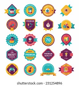 Halloween badge banner design flat background set, eps10