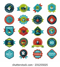 Halloween badge banner design flat background set, eps10