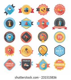 Halloween badge banner design flat background set, eps10