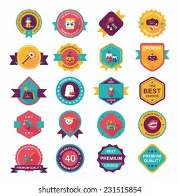 Halloween badge banner design flat background set, eps10