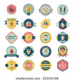 Halloween badge banner design flat background set, eps10