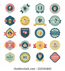 Halloween badge banner design flat background set, eps10