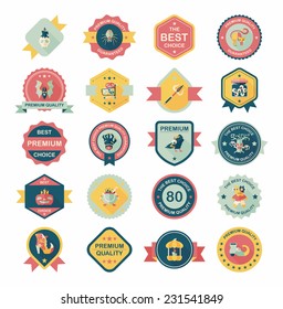 Halloween badge banner design flat background set, eps10