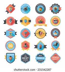 Halloween badge banner design flat background set, eps10
