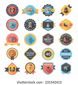 Halloween badge banner design flat background set, eps10