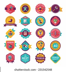 Halloween badge banner design flat background set, eps10
