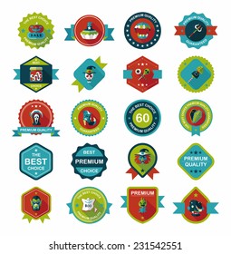 Halloween badge banner design flat background set, eps10