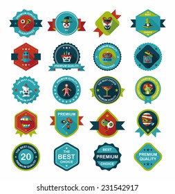 Halloween badge banner design flat background set, eps10