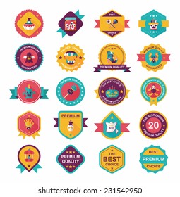 Halloween badge banner design flat background set, eps10