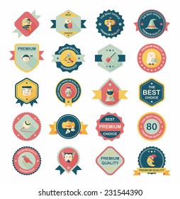 Halloween badge banner design flat background set, eps10