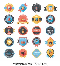 Halloween badge banner design flat background set, eps10