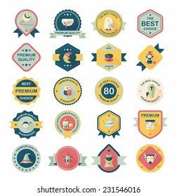 Halloween badge banner design flat background set, eps10