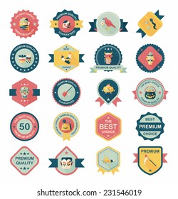 Halloween badge banner design flat background set, eps10