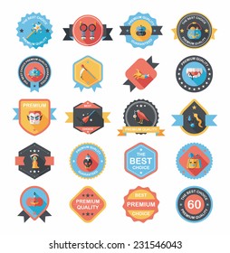 Halloween badge banner design flat background set, eps10