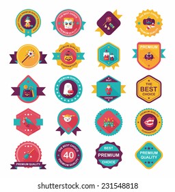Halloween badge banner design flat background set, eps10