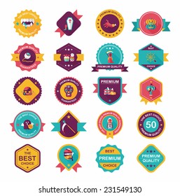 Halloween badge banner design flat background set, eps10