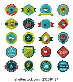 Halloween badge banner design flat background set, eps10
