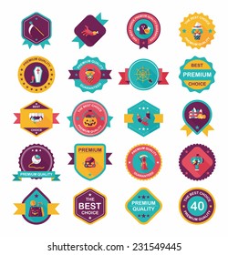Halloween badge banner design flat background set, eps10
