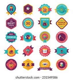 Halloween badge banner design flat background set, eps10