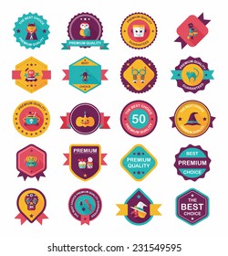 Halloween badge banner design flat background set, eps10