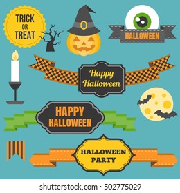 Halloween badge and elements for greeting card, invitation, poster