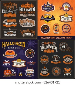 Halloween badge and label sticker collection. Halloween Party, Happy Halloween for sticker, label, banner, greeting card and invitation. Vector illustration