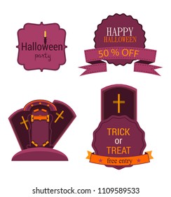 Halloween Badges and Labels .Vector Illustration set sign isolated