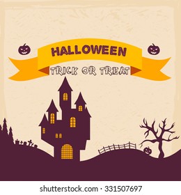Halloween Badges and Labels in Vintage style. Vector illustration.