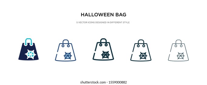 halloween bag icon in different style vector illustration. two colored and black halloween bag vector icons designed in filled, outline, line and stroke style can be used for web, mobile, ui
