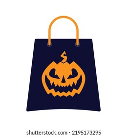 Halloween bag icon. Shopping bag. Shop. Package. Color silhouette. Front side view. Vector simple flat graphic illustration. Isolated object on a white background. Isolate.