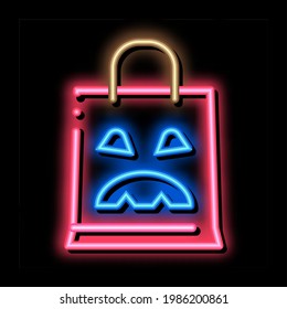 halloween bag neon light sign vector. Glowing bright icon halloween bag sign. transparent symbol illustration