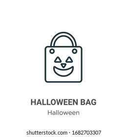 Halloween bag outline vector icon. Thin line black halloween bag icon, flat vector simple element illustration from editable halloween concept isolated stroke on white background